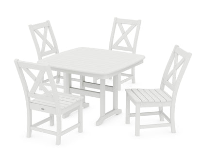 POLYWOOD® Braxton Side Chair 5-Piece Dining Set with Trestle Legs in White