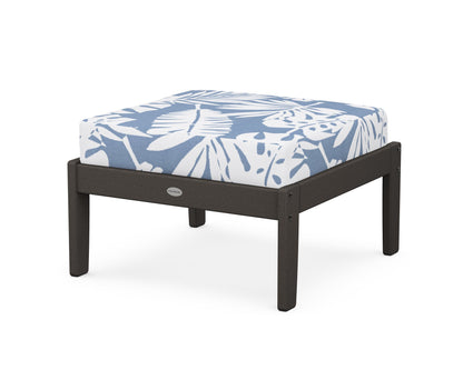 POLYWOOD® Braxton Deep Seating Ottoman in Vintage Coffee / Leaf Sky Blue