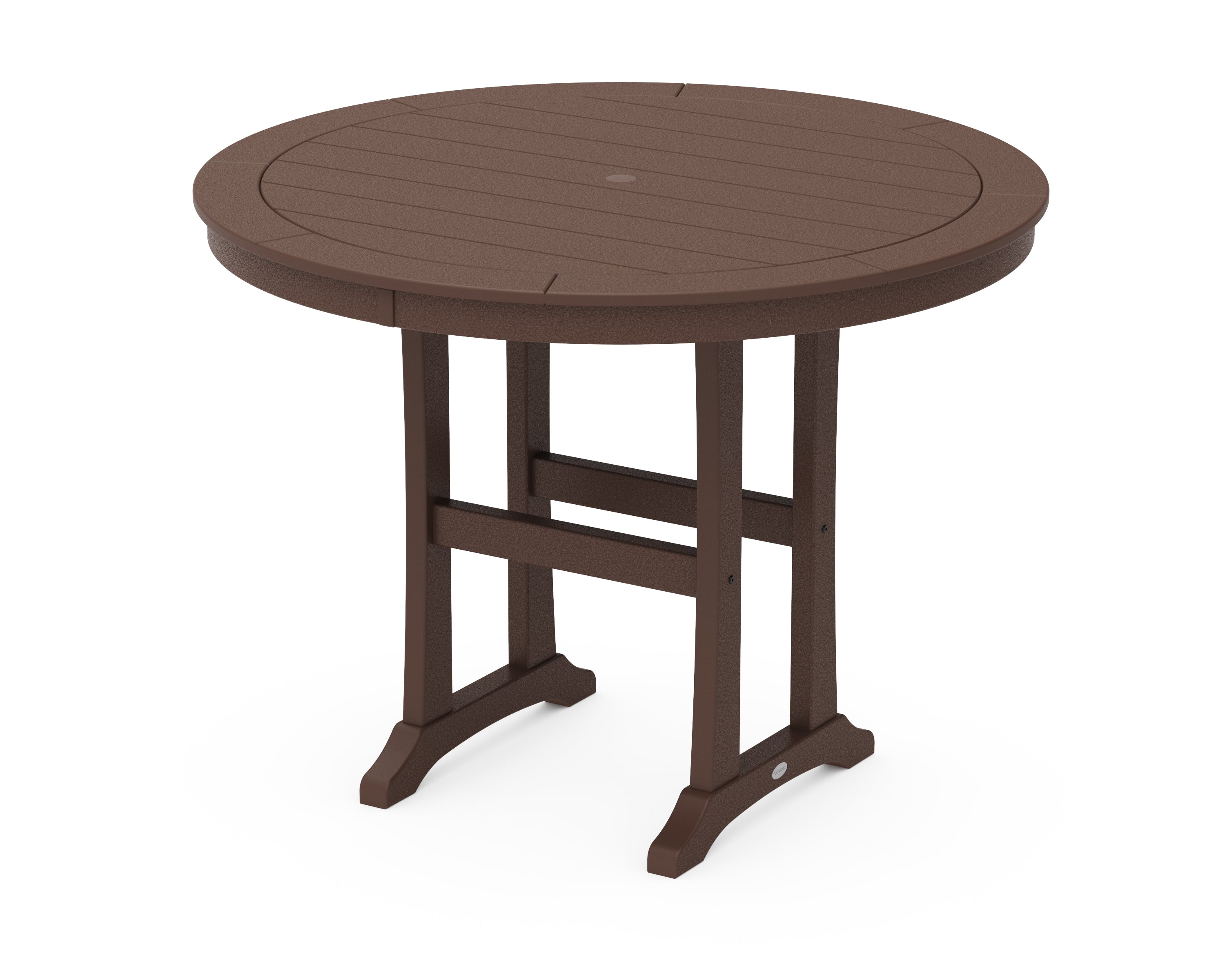 POLYWOOD® Nautical Trestle 48" Round Counter Table in Mahogany