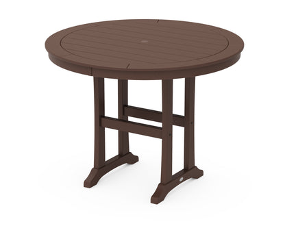 POLYWOOD® Nautical Trestle 48" Round Counter Table in Mahogany