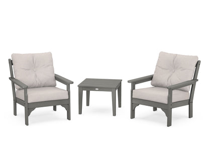 POLYWOOD® Vineyard 3-Piece Deep Seating Set in Slate Grey / Dune Burlap