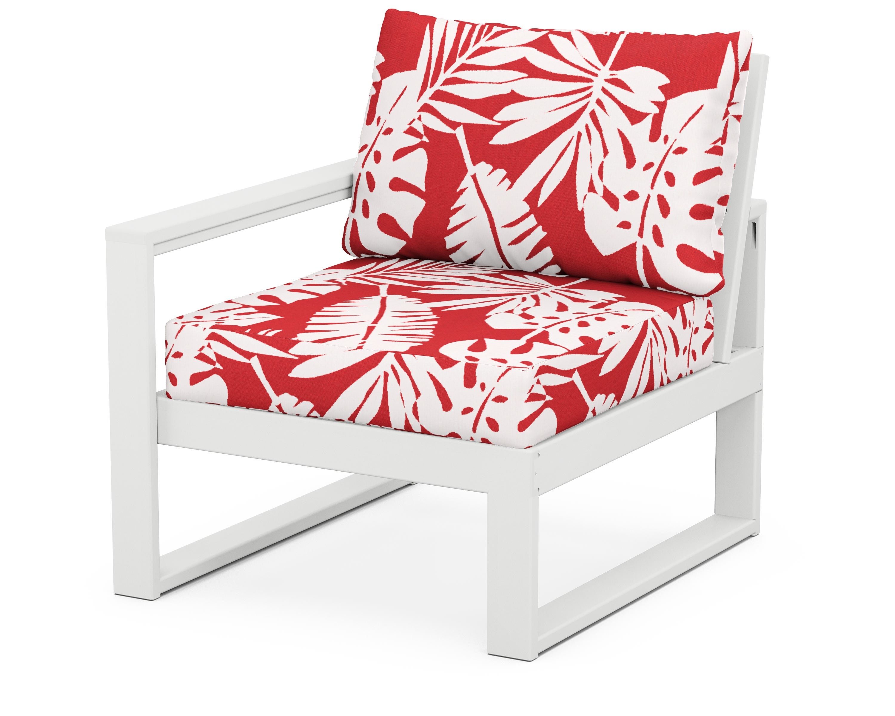 POLYWOOD® EDGE Modular Left Arm Chair in White / Leaf Crimson