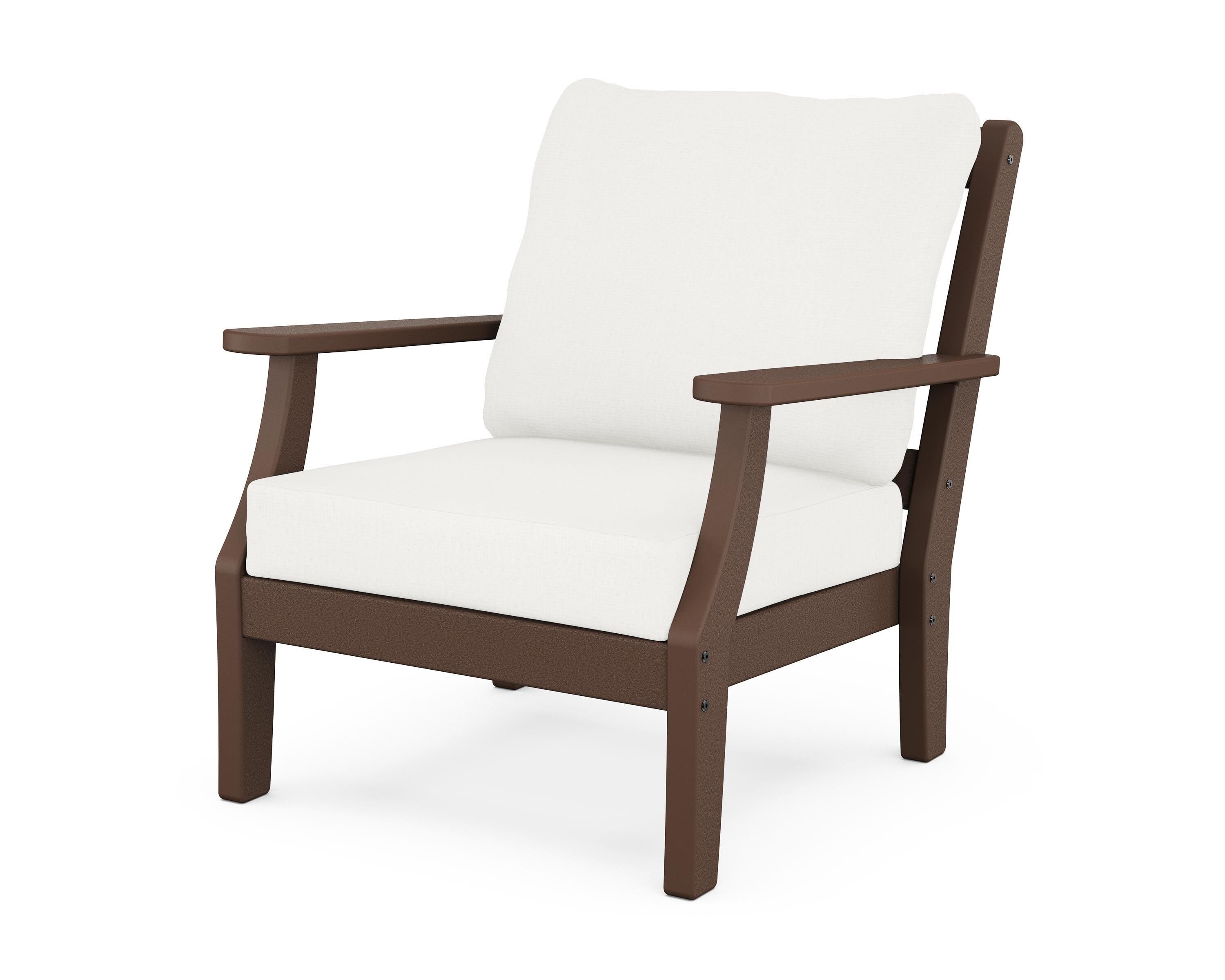 Martha Stewart by POLYWOOD® Chinoiserie Deep Seating Chair in Mahogany / Natural Linen