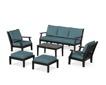 Country Living Wovendale 6-Piece Lounge Sofa Set in Black / Ocean Teal