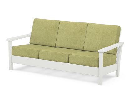 POLYWOOD® Harbour Deep Seating Sofa in Vintage White / Chartreuse Boucle