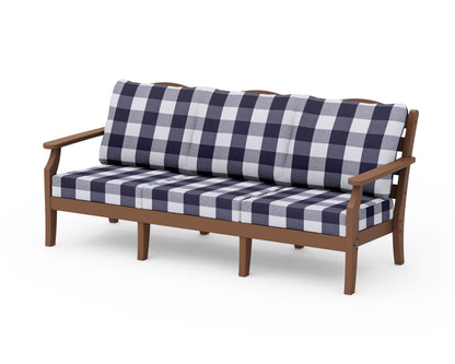 Draper James™ by  POLYWOOD® Savannah Deep Seating Sofa in Teak / Buffalo Plaid Navy