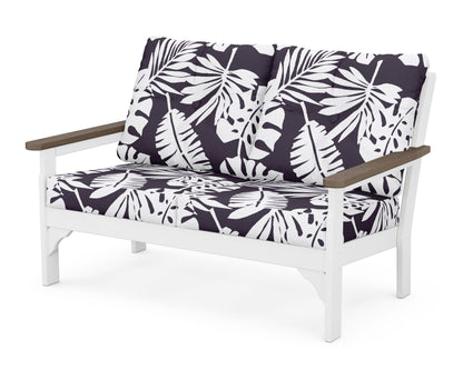 POLYWOOD® Vineyard Deep Seating Loveseat in White / Kona / Leaf Navy