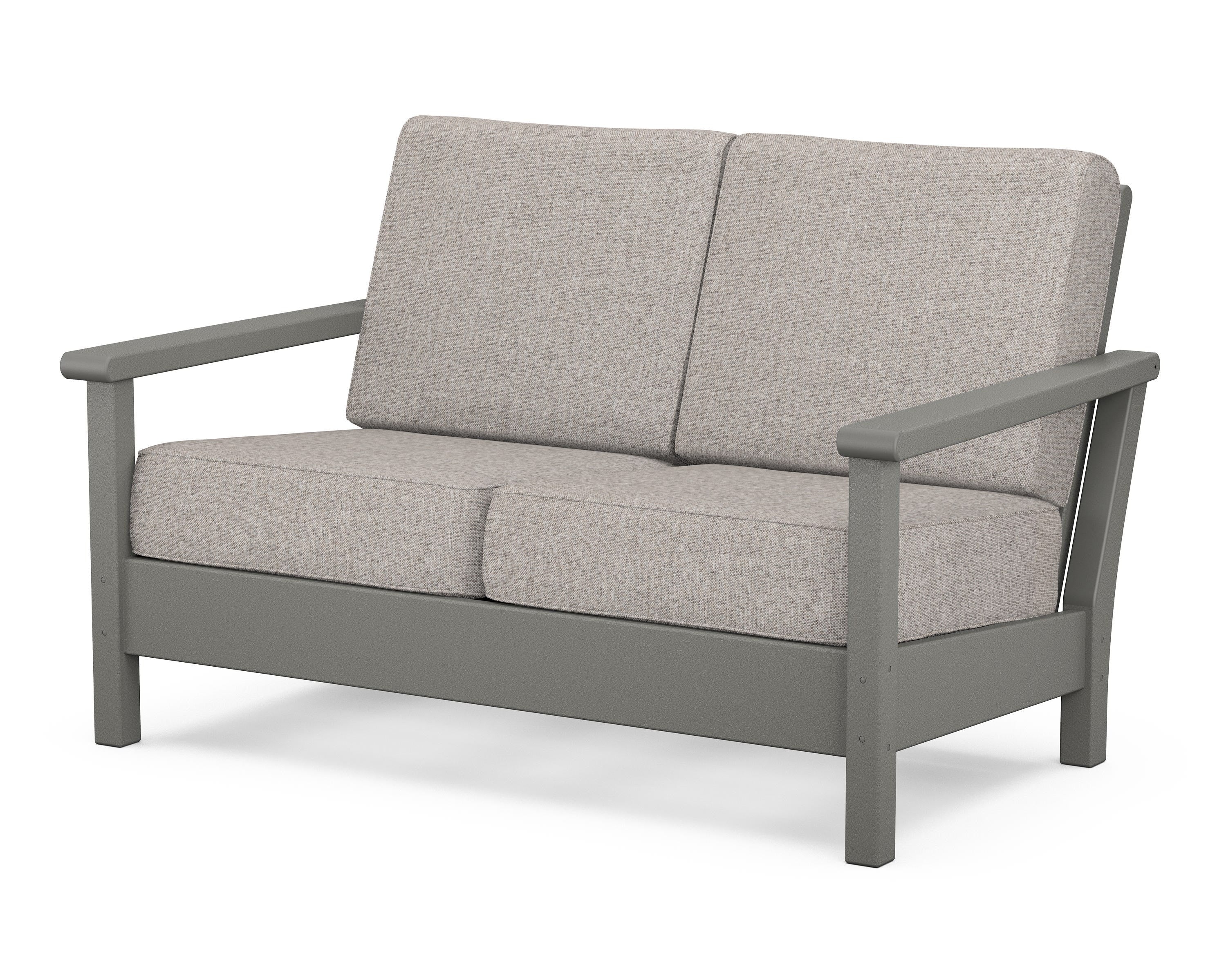 POLYWOOD® Harbour Deep Seating Loveseat in Slate Grey / Weathered Tweed