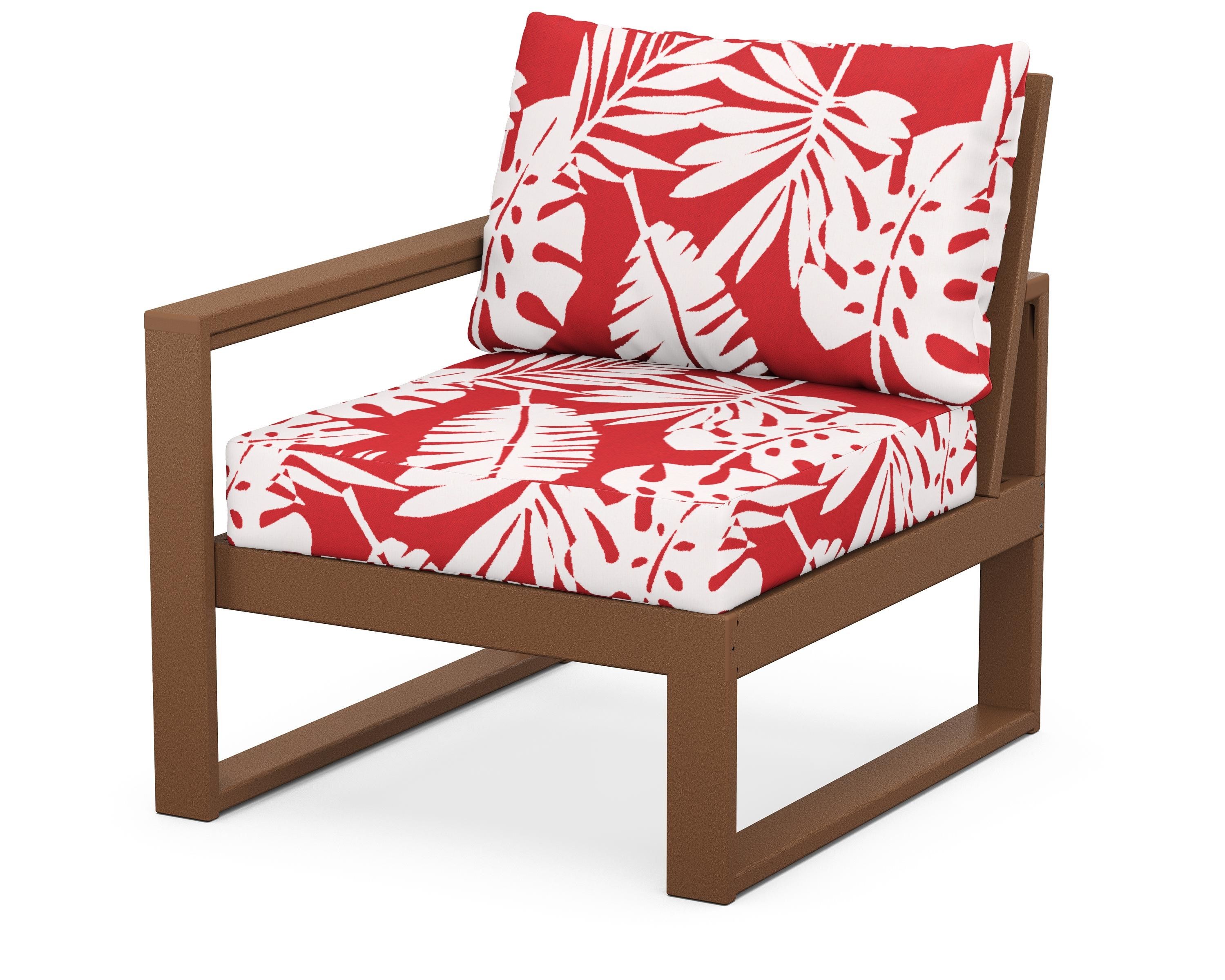 POLYWOOD® EDGE Modular Left Arm Chair in Teak / Leaf Crimson