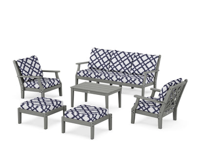 Country Living Wovendale 6-Piece Lounge Sofa Set in Slate Grey / Trellis Navy