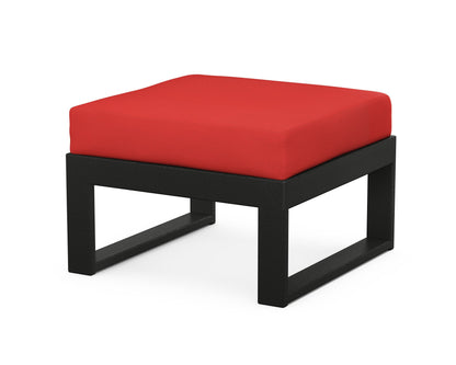 Unbranded Modular Ottoman - Modern in Black / Crimson Linen