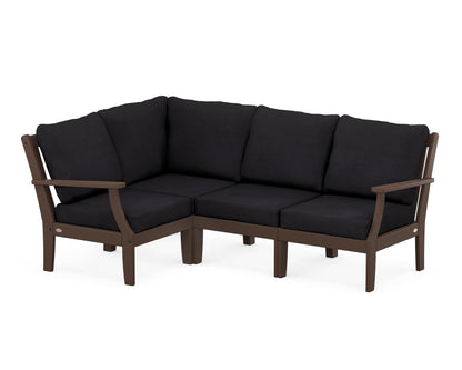 POLYWOOD® Braxton Modular 4-Piece Deep Seating Set in Mahogany / Midnight Linen