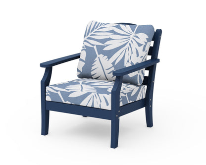 Draper James™ by  POLYWOOD® Savannah Deep Seating Chair in Navy / Leaf Sky Blue