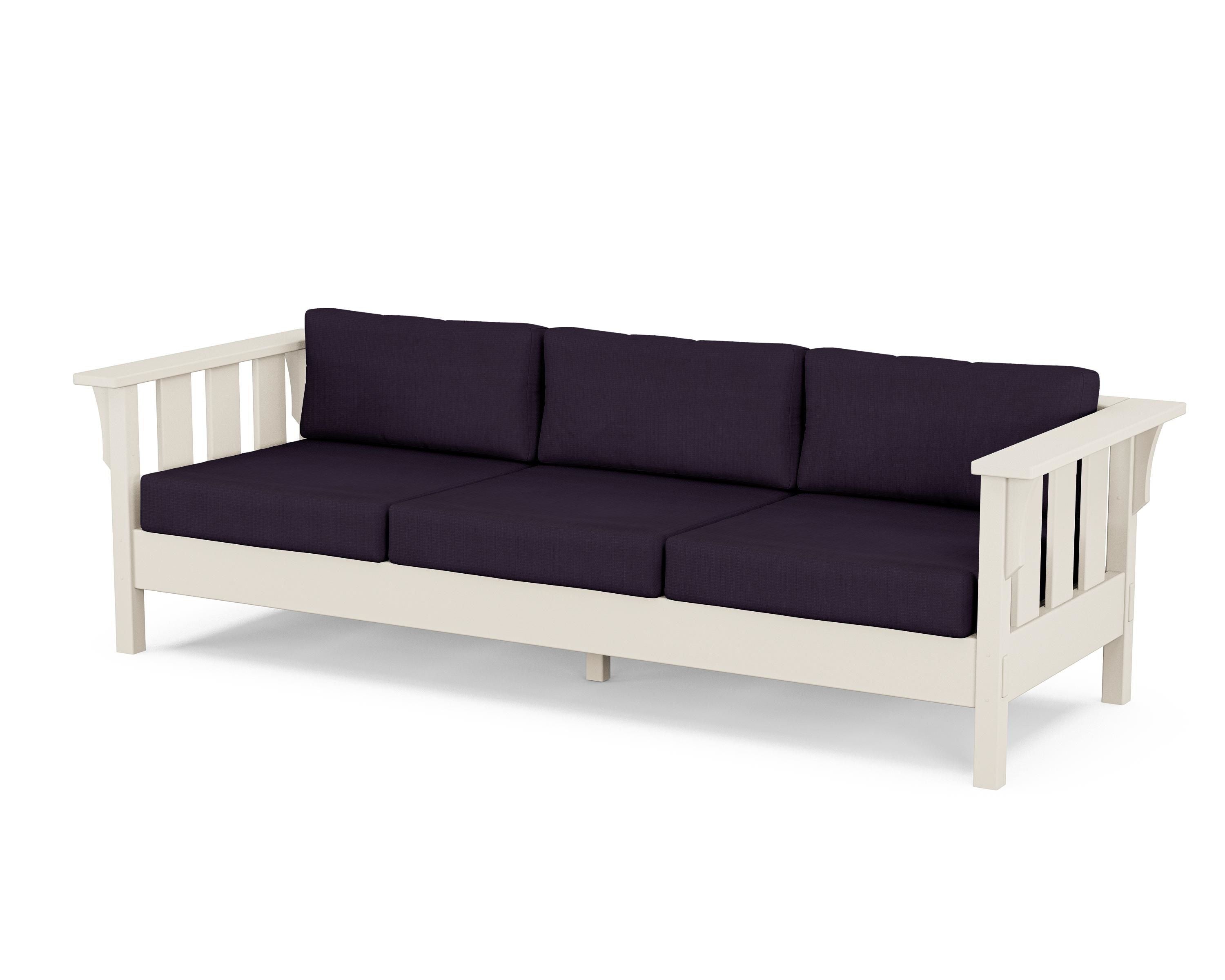 Martha Stewart by POLYWOOD® Acadia Deep Seating Sofa in Sand / Navy Linen