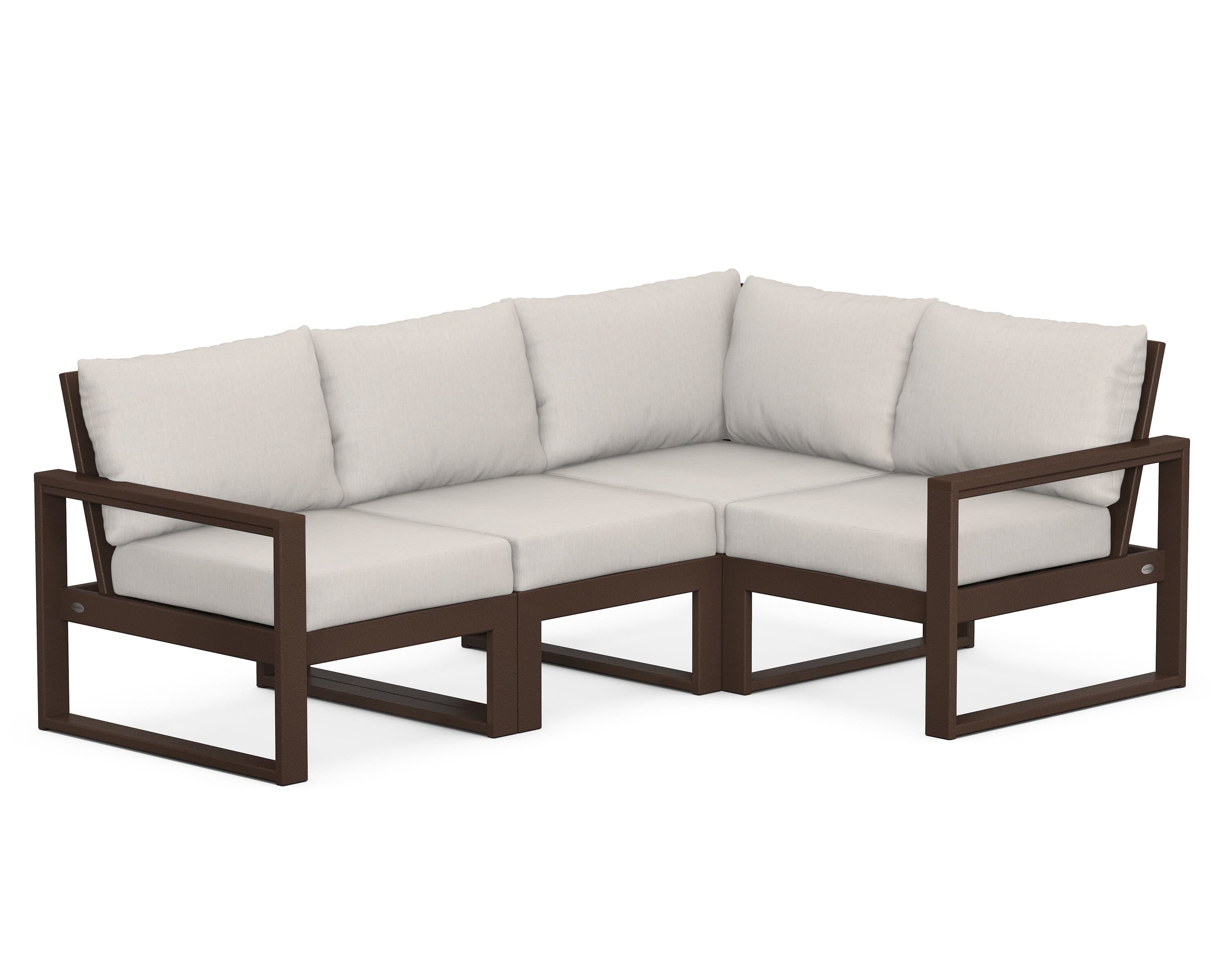 POLYWOOD® EDGE 4-Piece Modular Deep Seating Set in Mahogany / Cast Ash