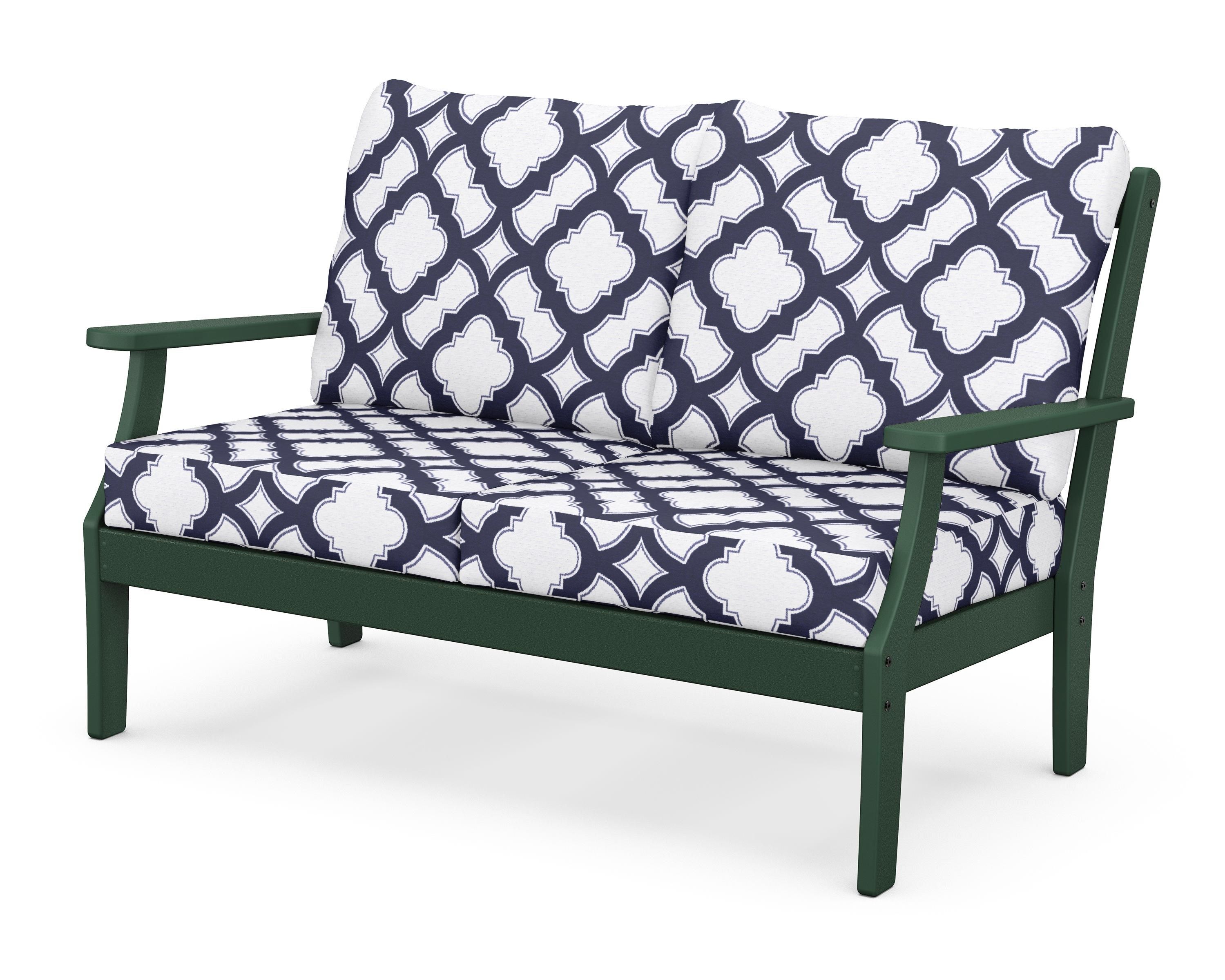 POLYWOOD® Braxton Deep Seating Loveseat in Green / Trellis Navy