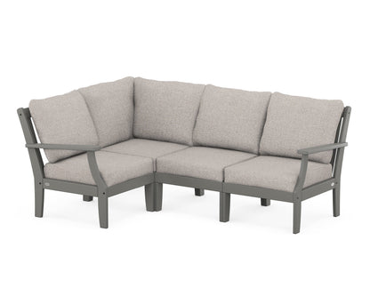 POLYWOOD® Braxton Modular 4-Piece Deep Seating Set in Slate Grey / Weathered Tweed