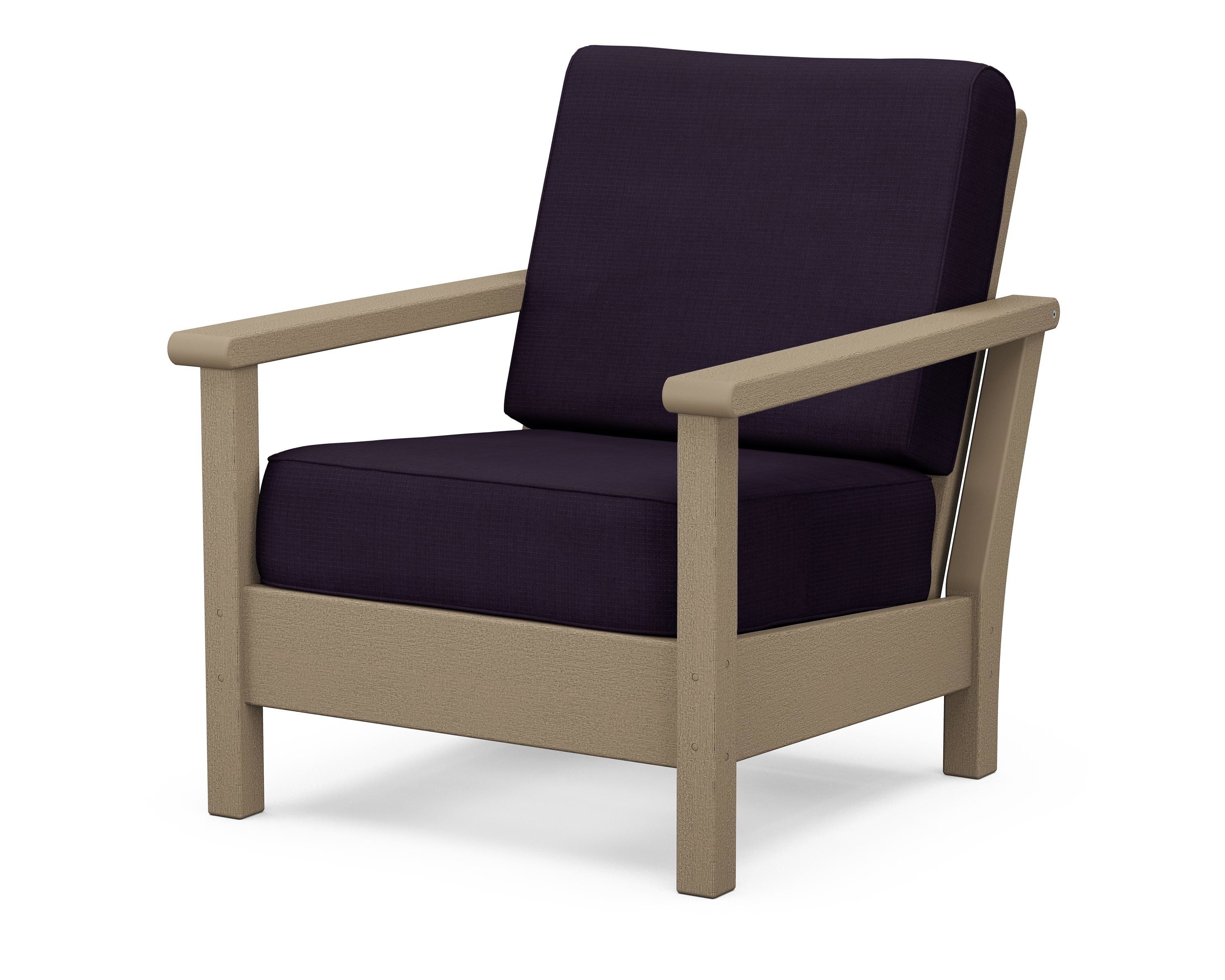 POLYWOOD® Harbour Deep Seating Chair in Vintage Sahara / Navy Linen