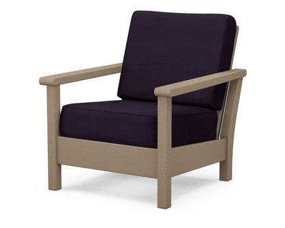 POLYWOOD® Harbour Deep Seating Chair in Vintage Sahara / Navy Linen