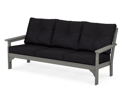 POLYWOOD® Vineyard Deep Seating Sofa in Slate Grey / Midnight Linen