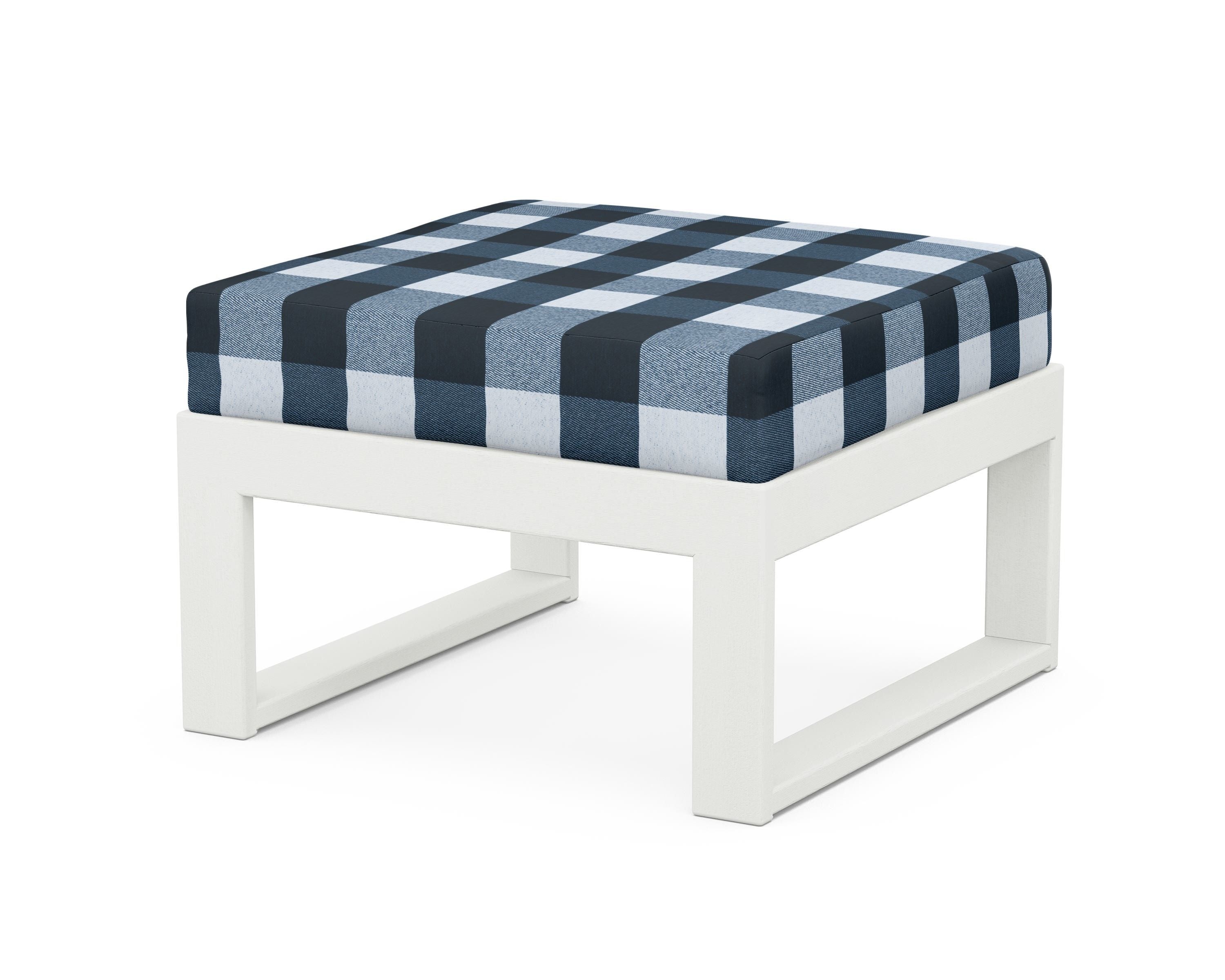 Unbranded Modular Ottoman - Modern in Vintage White / Buffalo Plaid Marine Indigo