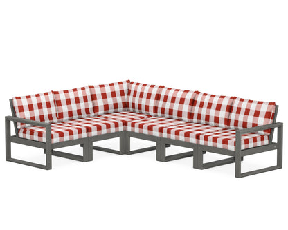 POLYWOOD® EDGE 6-Piece Modular Deep Seating Set in Slate Grey / Buffalo Plaid Crimson