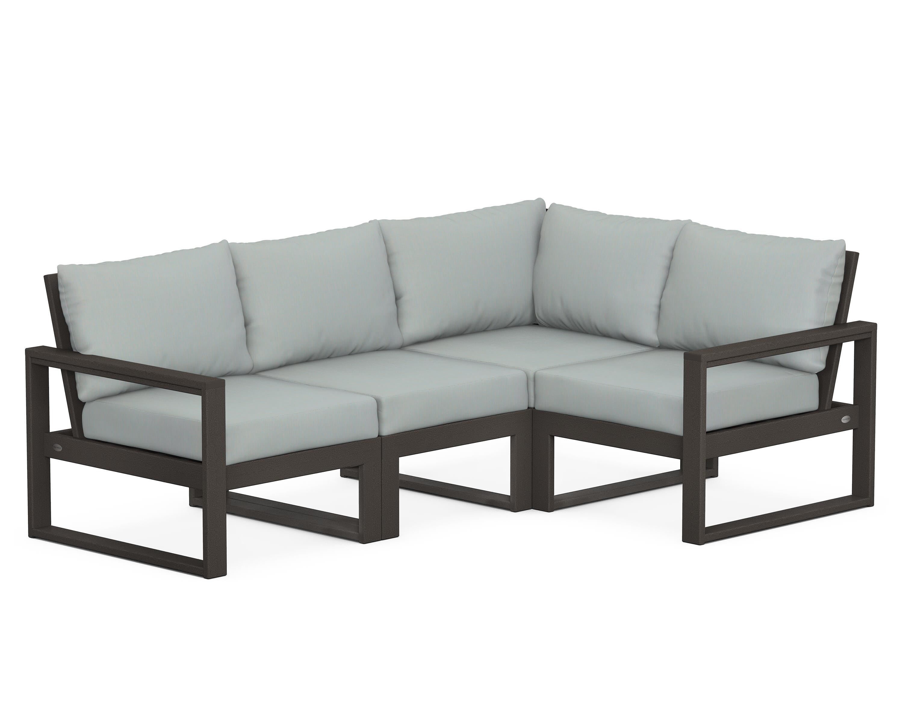 POLYWOOD® EDGE 4-Piece Modular Deep Seating Set in Vintage Coffee / Spa