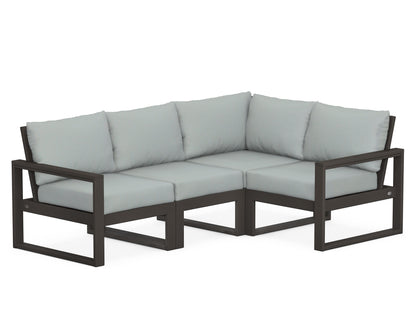 POLYWOOD® EDGE 4-Piece Modular Deep Seating Set in Vintage Coffee / Spa