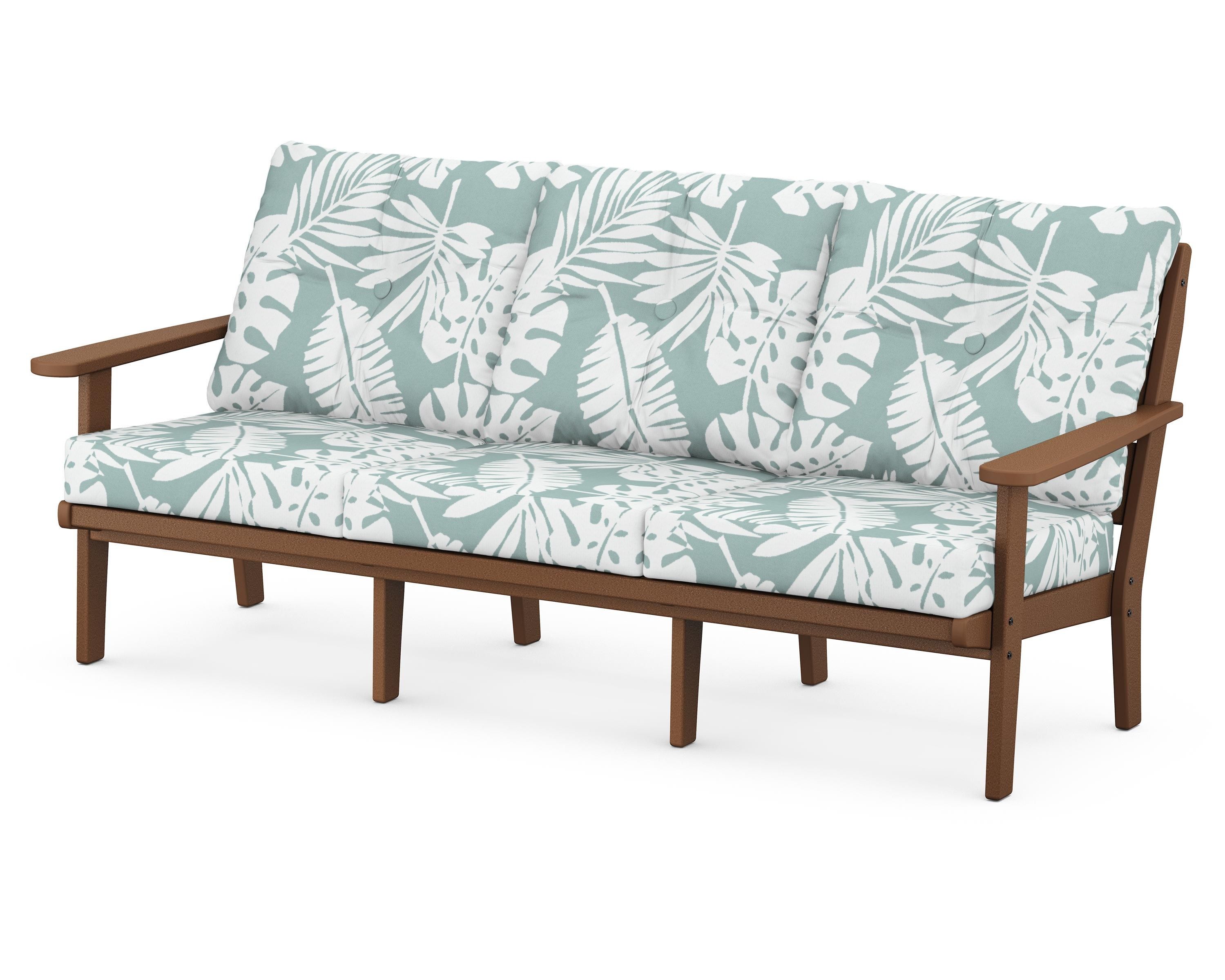 POLYWOOD® Lakeside Deep Seating Sofa in Teak / Leaf Glacier Spa