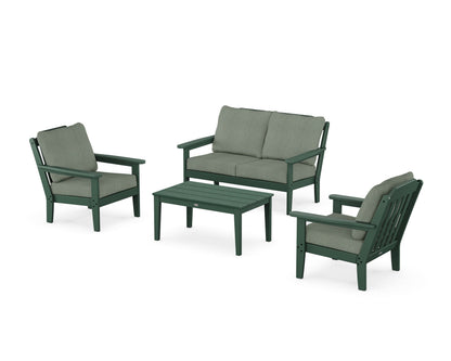 Country Living Cottage 4-Piece Deep Seating Set with Loveseat in Green / Cast Sage