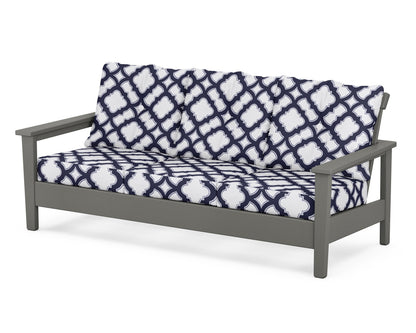 POLYWOOD® Prescott Deep Seating Sofa in Slate Grey / Trellis Navy