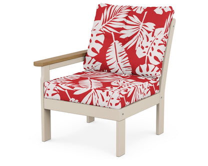 POLYWOOD® Vineyard Modular Left Arm Chair in Sand / Natural / Leaf Crimson