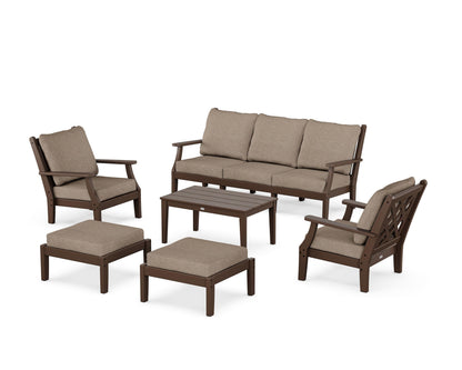 Country Living Wovendale 6-Piece Lounge Sofa Set in Mahogany / Spiced Burlap