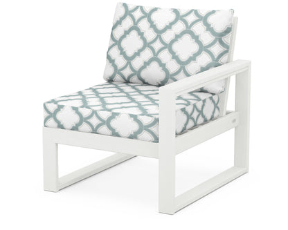 POLYWOOD® EDGE Modular Right Arm Chair in Vintage White / Trellis Glacier Spa