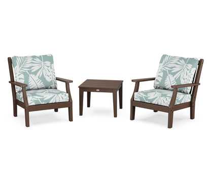 Country Living Wovendale 3-Piece Deep Seating Set in Mahogany / Leaf Glacier Spa
