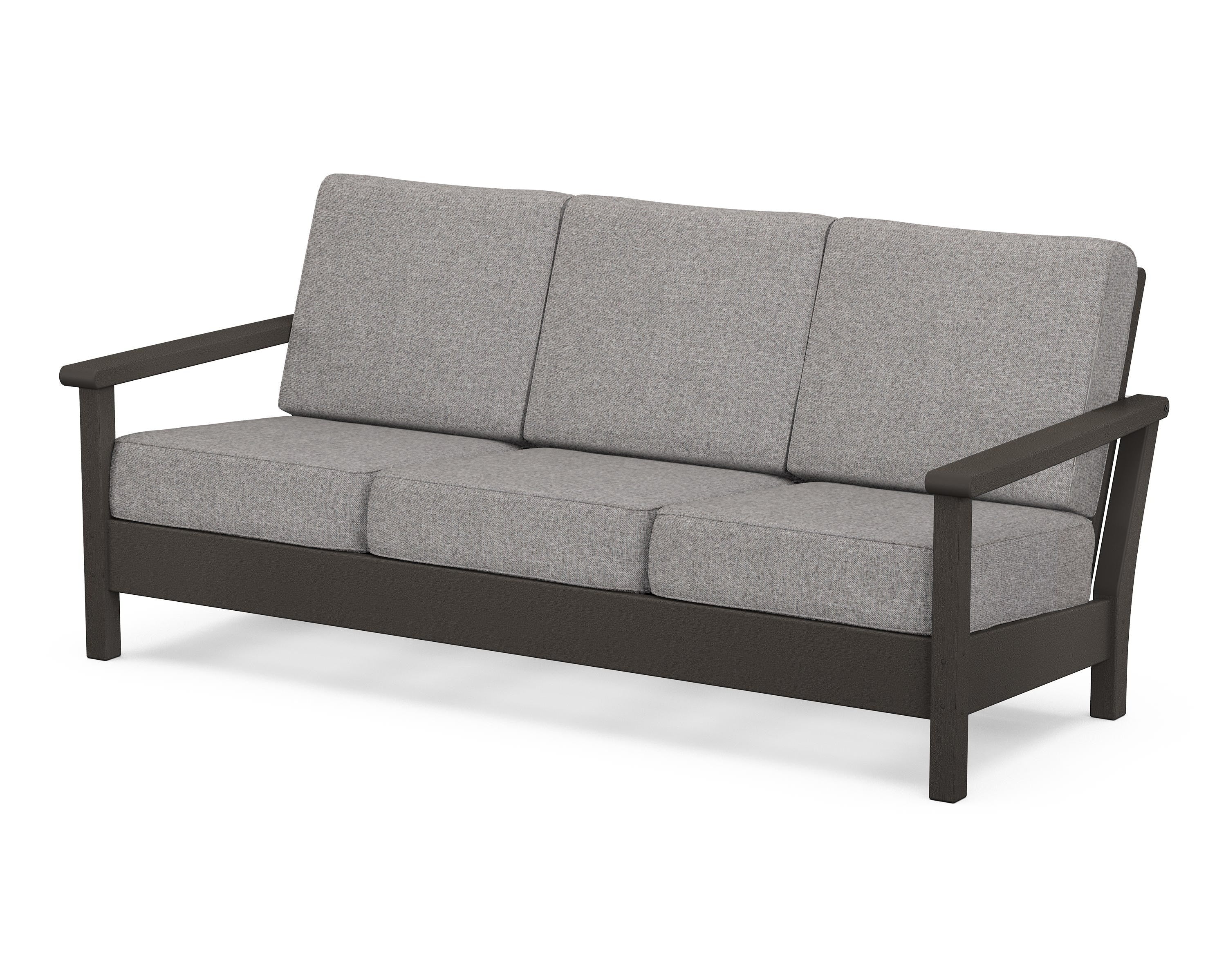 POLYWOOD® Harbour Deep Seating Sofa in Vintage Coffee / Grey Mist