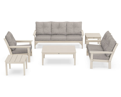 POLYWOOD® Vineyard 6-Piece Deep Seating Set in Sand / Weathered Tweed