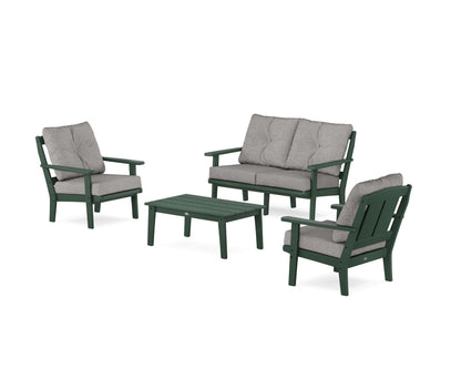 POLYWOOD® Mission 4-Piece Deep Seating Set with Loveseat in Green / Grey Mist