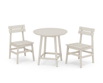 POLYWOOD® Modern Studio Plaza Chair 3-Piece Round Bistro Dining Set in Sand