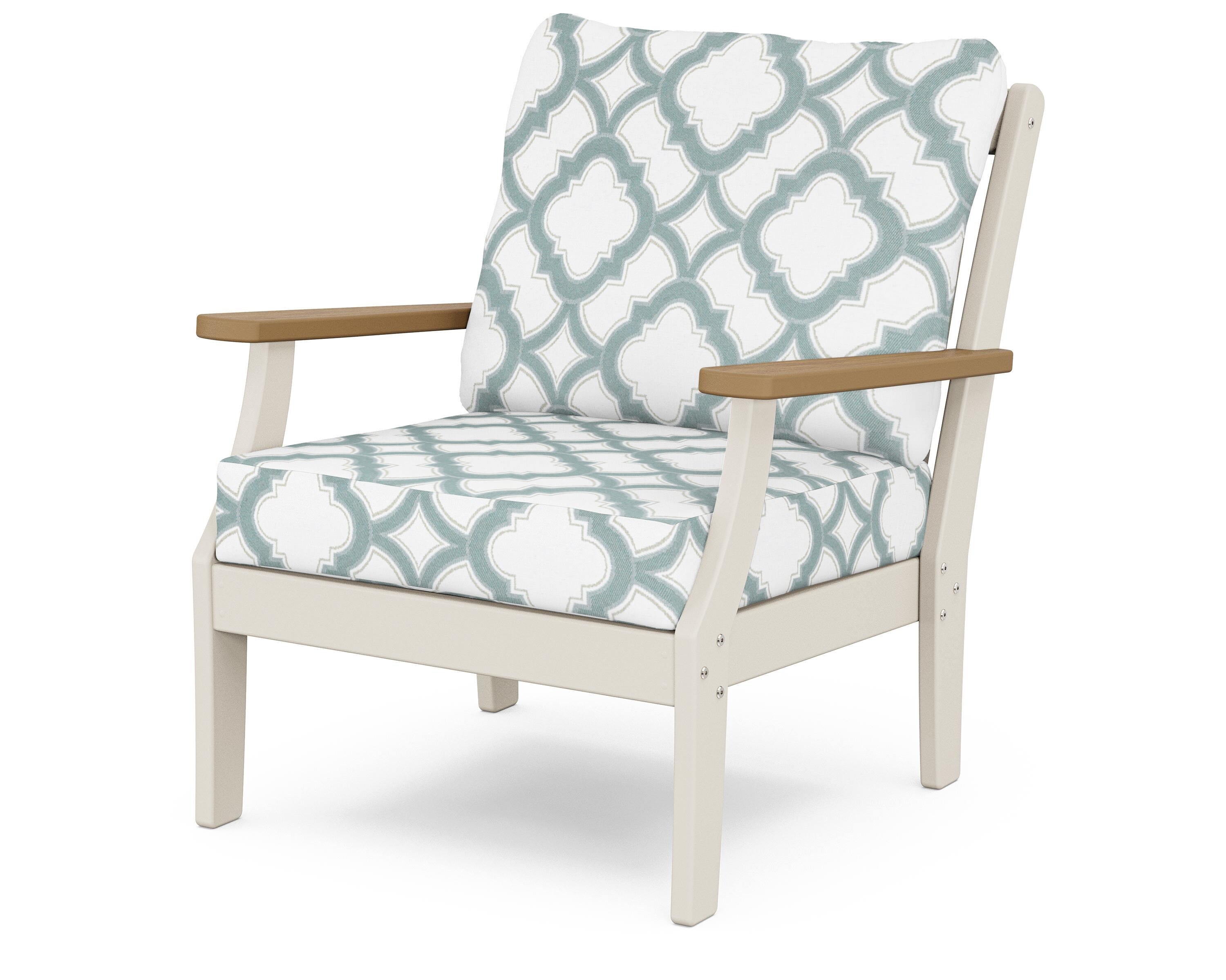 POLYWOOD® Braxton Deep Seating Chair in Sand / Natural / Trellis Glacier Spa