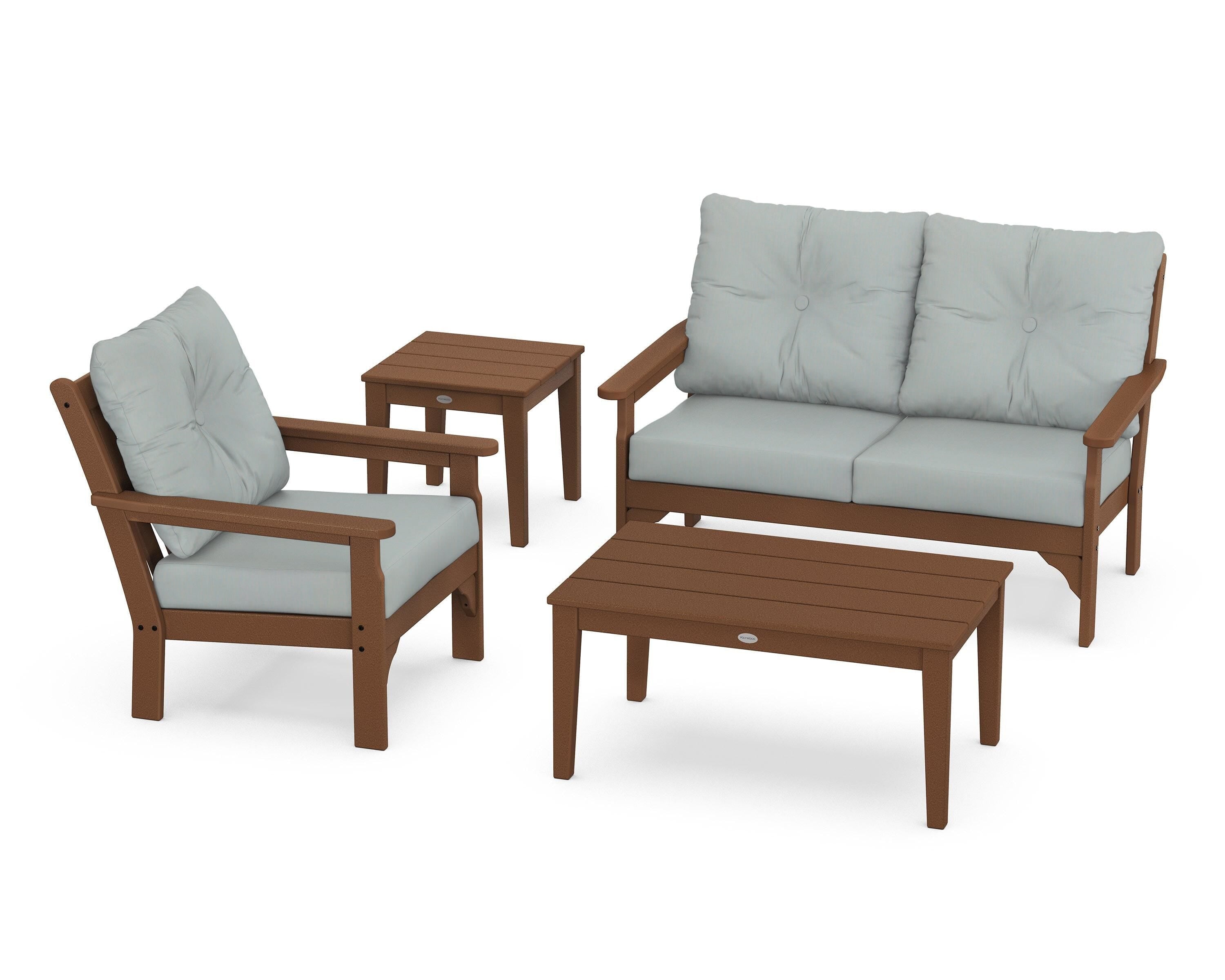 POLYWOOD® Vineyard 4-Piece Deep Seating Set in Teak / Spa