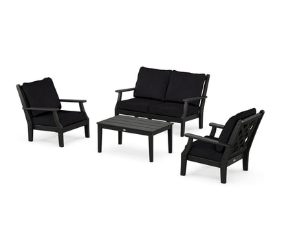 Country Living Wovendale 4-Piece Deep Seating Set with Loveseat in Black / Midnight Linen