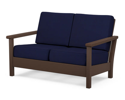 POLYWOOD® Harbour Deep Seating Loveseat in Mahogany / Navy