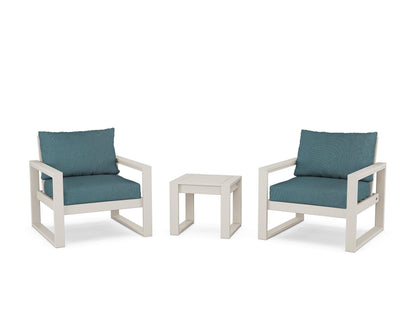 POLYWOOD® EDGE Sectional 3-Piece Deep Seating Set in Sand / Ocean Teal