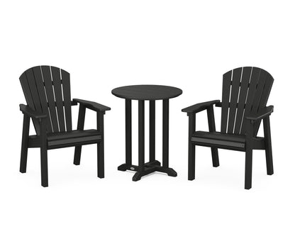 POLYWOOD® Seashell 3-Piece Round Farmhouse Bistro Dining Set in Black