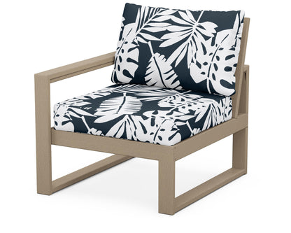 POLYWOOD® EDGE Modular Left Arm Chair in Vintage Sahara / Leaf Marine Indigo