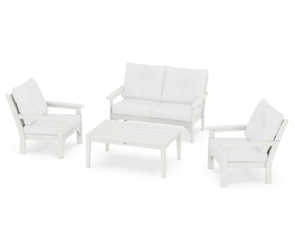POLYWOOD® Vineyard 4-Piece Deep Seating Set in Vintage White / Natural