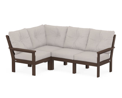 POLYWOOD® Vineyard 4-Piece Sectional in Mahogany / Dune Burlap