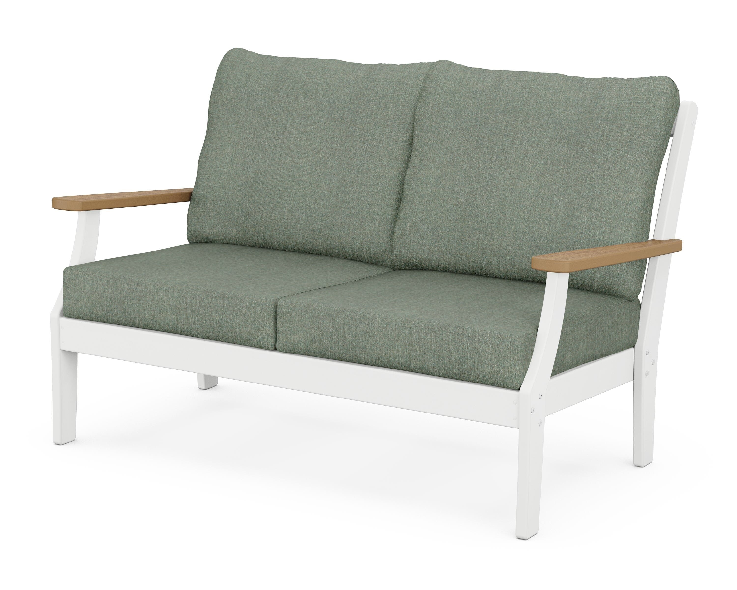 POLYWOOD® Braxton Deep Seating Loveseat in White / Natural / Cast Sage