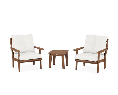 POLYWOOD® Mission 3-Piece Deep Seating Set in Teak / Natural Linen